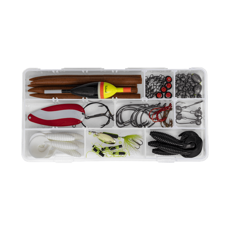 Tailored Tackle Freshwater Fishing Kit Medium Size Tackle Box with Tackle  Included Lures Bait Hooks Starter Equipment Gifts & Gear to Fish for Bass  Walleye Trout 