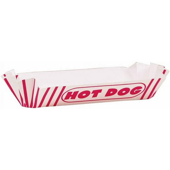 Red & White Striped Paper Hot Dog Trays, 8ct