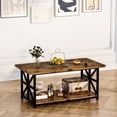 thumbnail image 5 of MIERES Modern 3 Piece Coffee Table Set with Storage Shelves, Wooden Top Living Room Center Table and End Tables, Brown, 5 of 9