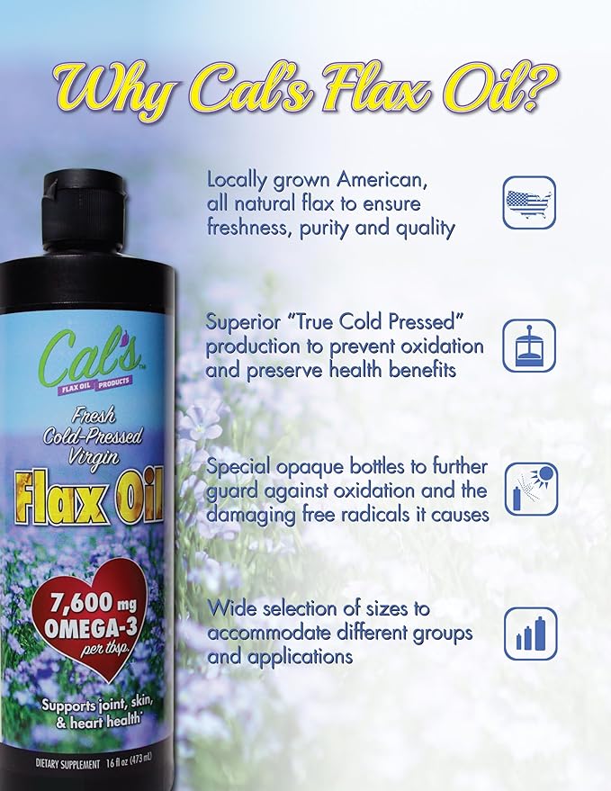 Cal's Flax Oil - Omega-3, 100% Pure Flaxseed Oil - 32 oz