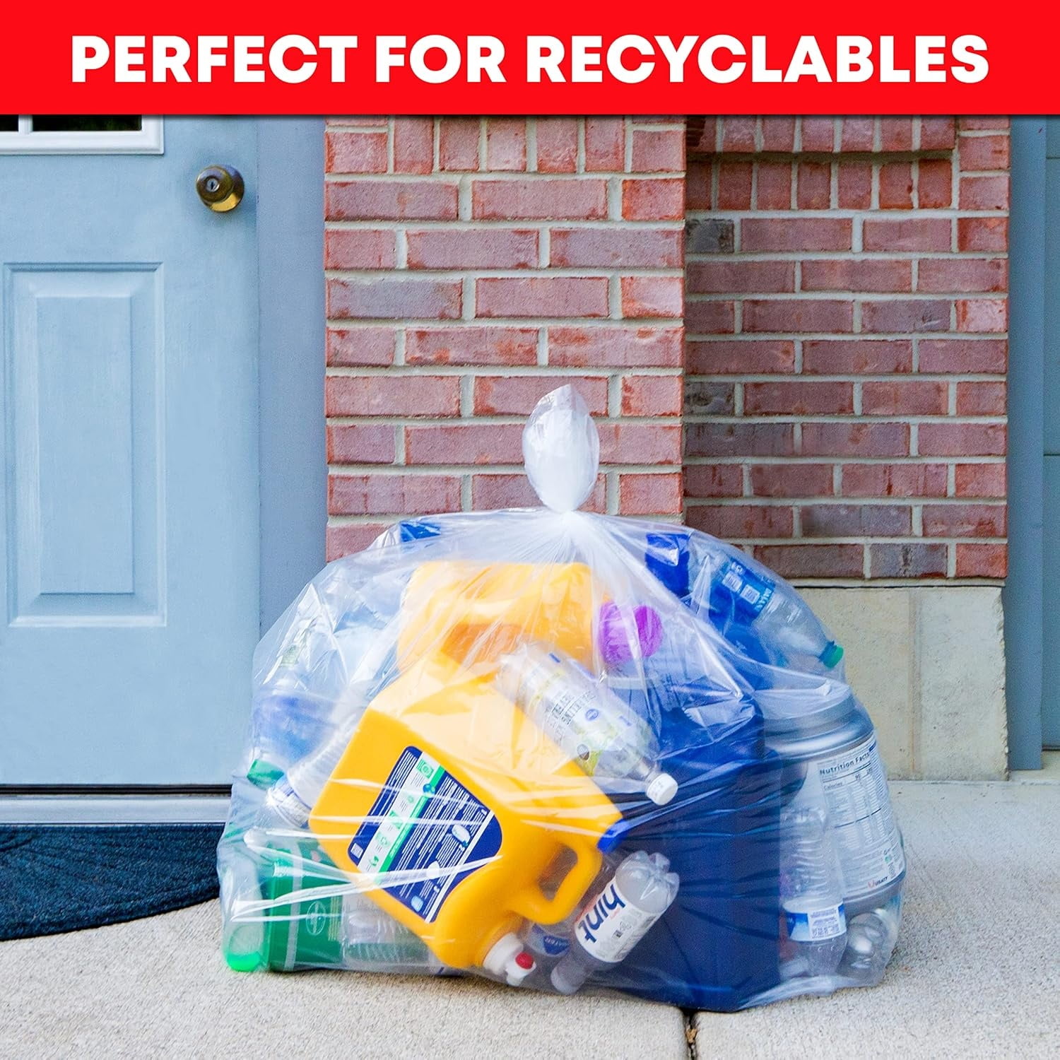 55 Gallon Clear Trash Bags, Large Clear Plastic Recycling Garbage Bags