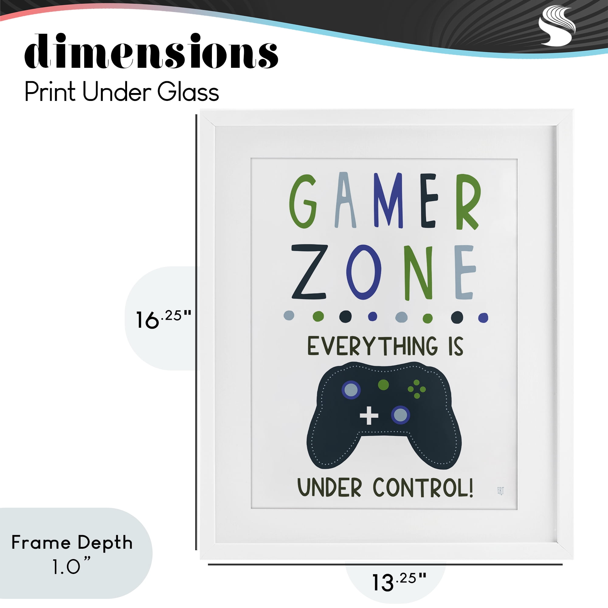 Stupell Industries Everything Under Control Gamer Zone White Framed Print Under Glass, design by Elizabeth Tyndall