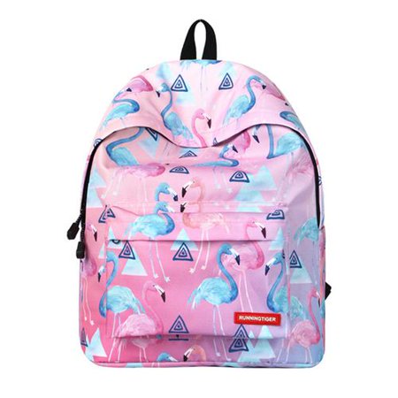 AkoaDa New Women's Backpack Junior High School Students Wind And Flamingo Backpack Outdoor Travel (Best Backpacks For Junior High)
