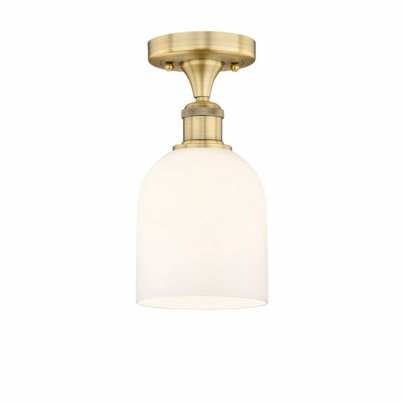 616-1F-BB-G558-6GWH Innovations Lighting Bella - 1 Light Semi-Flush Mount In Industrial Style-9.63 Inches Tall and 5.5 Inches Wide-Brushed Brass