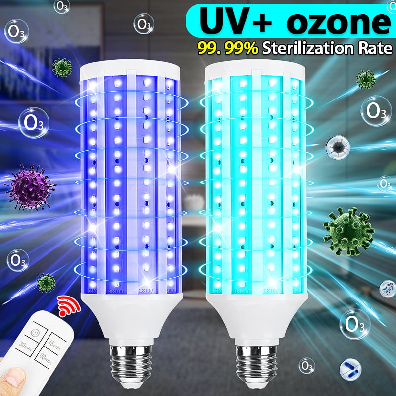 Gjfhome UV Germicidal Lamp E27/E26 Base,Led Corn Light Bulb,Ultraviolet LED Light Tube Bulb Disinfection Lamp for Home,Restaurants,Schools,60W 2 Pack 