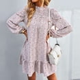 thumbnail image 2 of Vestido de mujer casual de moda patrón floral suelto escote redondo para citas trabajo hogar blanco S, 2 of 6