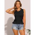 thumbnail image 3 of DARING DIVA Women's Casual Tank Top Summer Ruffle Hem Basic Crew Neck Tanks M Black, 3 of 6