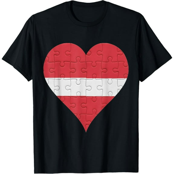 men and women can wear，Latvian Latvian Flag Heart T-Shirt
