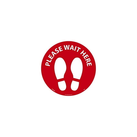 UPC: 0887481157092 | National Marker Temp-Step Floor Decal  Please Wait Here   8  Red/White (WFS83ARD)