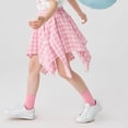 thumbnail image 4 of Virmaxy Summer Pink Gingham Asymmetrical Skirt Handkerchief Hem Knee Length Casual Skirt with Elastic Waistband for Daily Wear and Vacation, for 5-14Y, 4 of 6