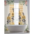 thumbnail image 6 of Sunflower Gnomes Sheer Curtains 84 Inches Long 2 Panels Set, Window Sheer Curtains for Living Room/Bedroom, Spring Eucalyptus Floral Orange Plaid Light Filtering Rod Pocket Curtain 52''x84''x2, 6 of 8