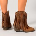 thumbnail image 6 of SACFOF Cowboy Boots for Women Ankle Western Fringe Booties Low Heel Rivet Boots, 6 of 6