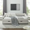 thumbnail image 3 of DEALTOPS Upholstered Daybed with Drawers, Modern Fabric Full Size Daybed Frame Sofa Bed, No Box Spring Needed, Space Saving - Beige, 3 of 8