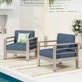 thumbnail image 2 of GDF Studio Jensen Outdoor Patio Club Chairs with Blue Cushions, Set of 2, 2 of 5