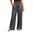 thumbnail image 2 of Dagugfen Pajama Pants for Women Elastic Waist Wide Leg Loose Fitted Satin Comfy Casual Pants Home Loungewear Trousers, 2 of 8