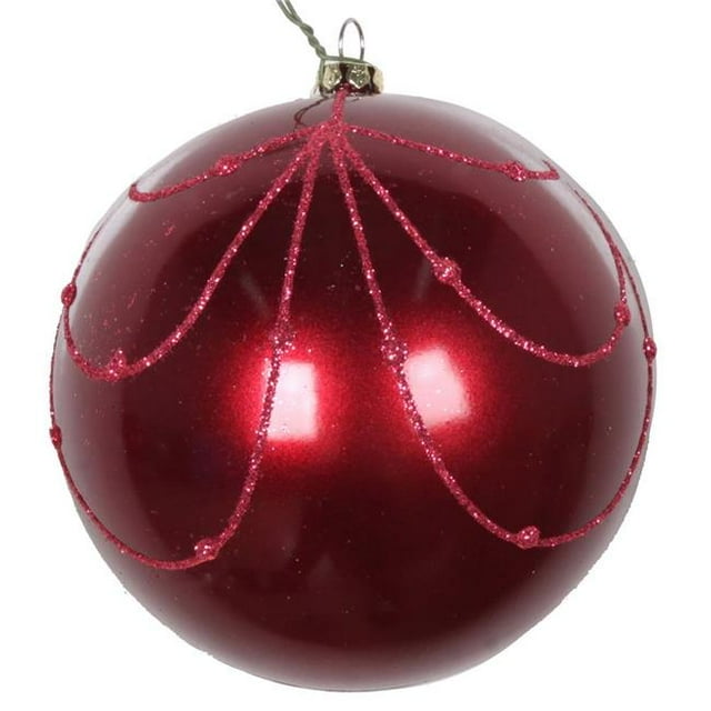 Vickerman MT194521D Rideau Ornemental 4 Po. Baies Rouges Bonbon Paillettes - 4 par Sac