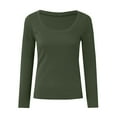 thumbnail image 4 of Povozer Womens Long Sleeve Stretch Crewneck Ribbed T-Shirt Slim Fit Casual Basic Tops(AG,M), 4 of 5
