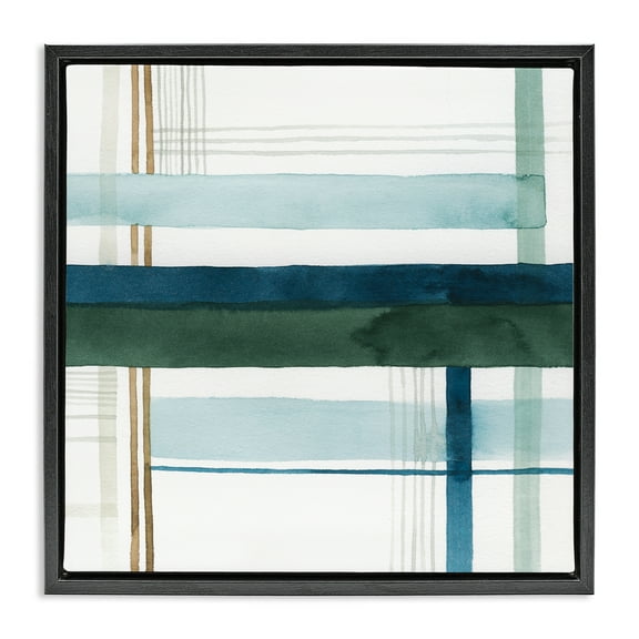 Stupell Industries Woven Green Hue Pattern Abstract Painting Black Floater Framed Canvas Art Print Wall Art, 18 x 18