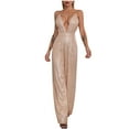 thumbnail image 2 of Sevevn Women Suspender V Backless Sleeveless Temperament Spicy Girl Sequin Jumpsuit Gold M Gift for Girls, 2 of 6