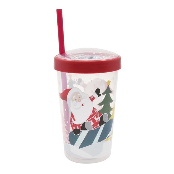 Holiday Time Red Plastic Straw Tumbler, 3.5 inch x 3.5 inch x 7.9 inch, 1 Piece