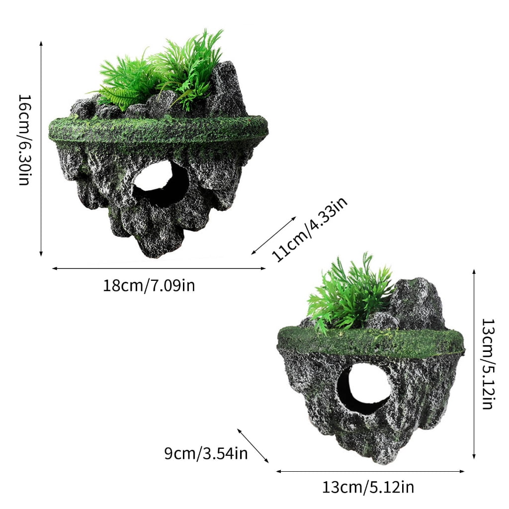 2 Piece Floating Rock Pair for Fish Tanks 3D Layering and Habitat Environment