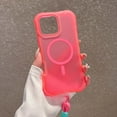 thumbnail image 4 of For iPhone 15 Magnetic Phone Case,With Wrist Strap,Compatible with Mag-Safe,3-in-1 Heavy Duty Shockproof Frosted Translucent Rugged Anti-Scratch Anti-Drop Slim Phone Case,Rose, 4 of 10