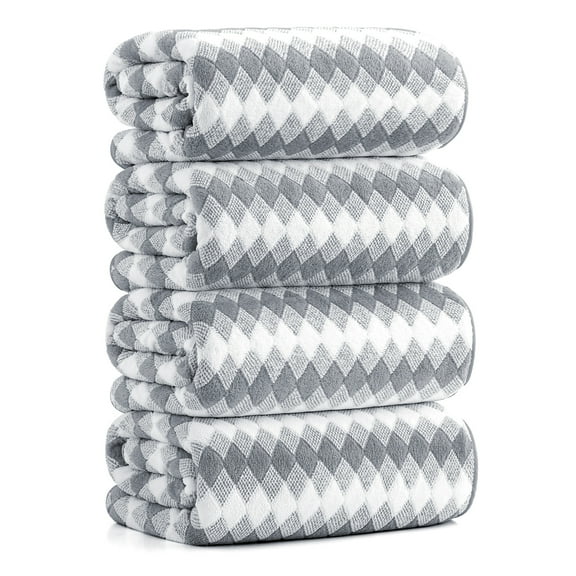 Smuge 4 Pack Bath Towels Extra Large 35"x 70"Highly Absorbent Quick Dry Bath Towels Oversized Microfiber Bath Sheets Soft Luxurious Towels for Bathroom Kitchen Spa Hotel Gym (Light Gray)