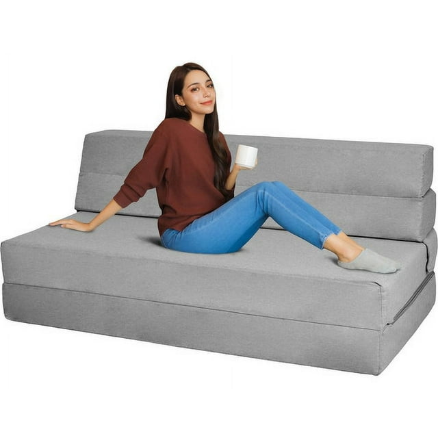 Colchon Sofá Cama Plegable Houzer Modular Sala Mueble 3 En 1 Gris