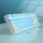 MageGee 75% Mechanical Gaming Keyboard with Blue Switch, LED Blue Backlit Keyboard, 87 Keys Compact TKL Wired Computer Keyboard for Windows Laptop PC Gamer - Blue/White