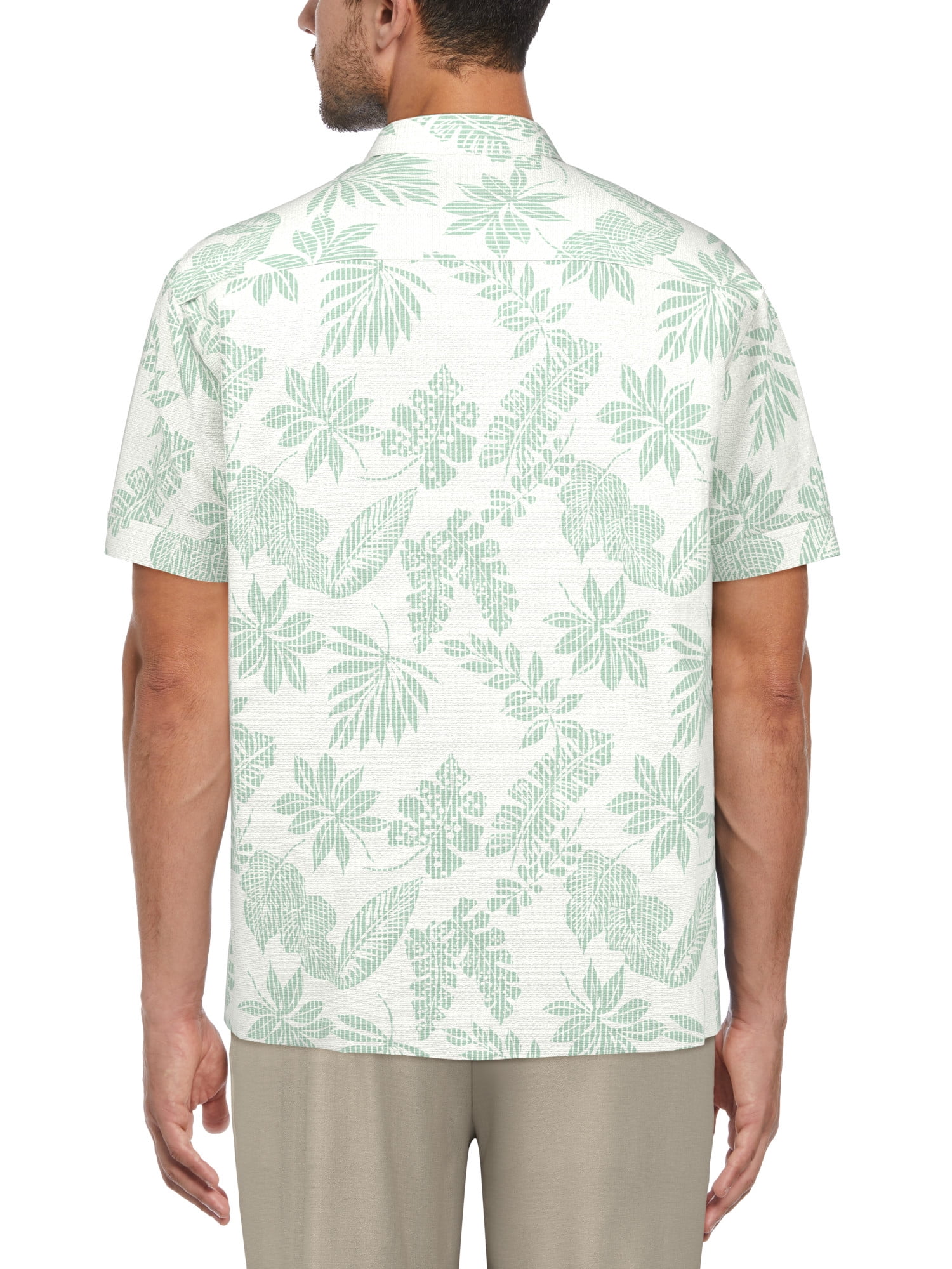 Cafe Luna Men’s Striped Tropical Print Short Sleeve Shirt