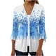 thumbnail image 2 of Xuyuer 3/4 Length Sleeve Womens Tops Round Neck Casual Summer Tunic Tops Basic Tees Blouses Cardigan Lightweight Button Down Casual Dressy T-Shirts Pleated Cute Shirts, 2 of 5