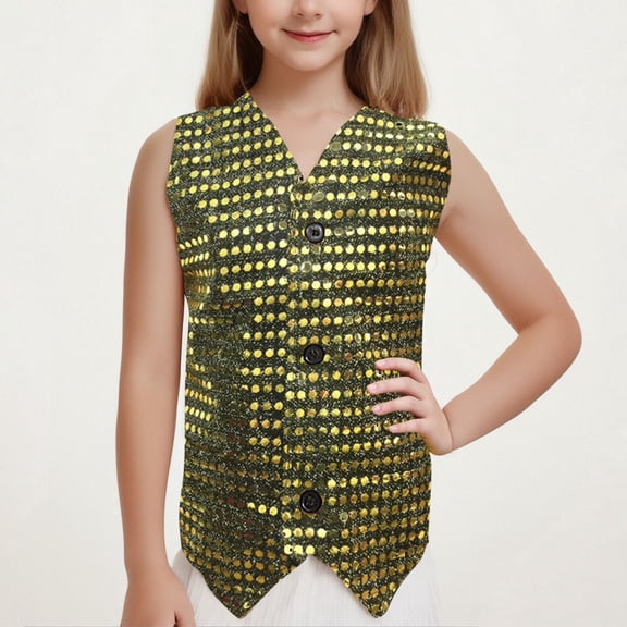 Kids' Sparkle Sequin Short Sleeve T-Shirt for Parties and Special Occasions