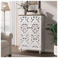 thumbnail image 6 of JOINICE Wood Accent Cabinet, Hollow Carved Tall Storage Cabinet with 2 Doors for Living Room, Entryway, Dining, White, Set of 2, 6 of 6