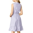 thumbnail image 3 of INSPIRE CHIC Women's Ruffled Hem Casual Sleeveless Cotton Solid Color Shirt Midi Dress with Belt M Purple, 3 of 6