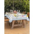 thumbnail image 3 of Outdoor Tablecloth with Umbrella Hole for Patio/Picnic/Party/Camping, Boho Lemons Waterproof Table Cloth Rectangle Table Cover Washable, Summer Yellow Fruits Flowers Leaf Blue Stripe (60"x 84"), 3 of 9