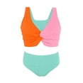 thumbnail image 4 of ibiyuan Toddler Swimsuit Girl Two Piece Adjustable Straps Girls Bathing Suit Rash Guard Tankini for Girls Padded Color Block Swimwear with Cover Up Skirt,13-14 Years, 4 of 4