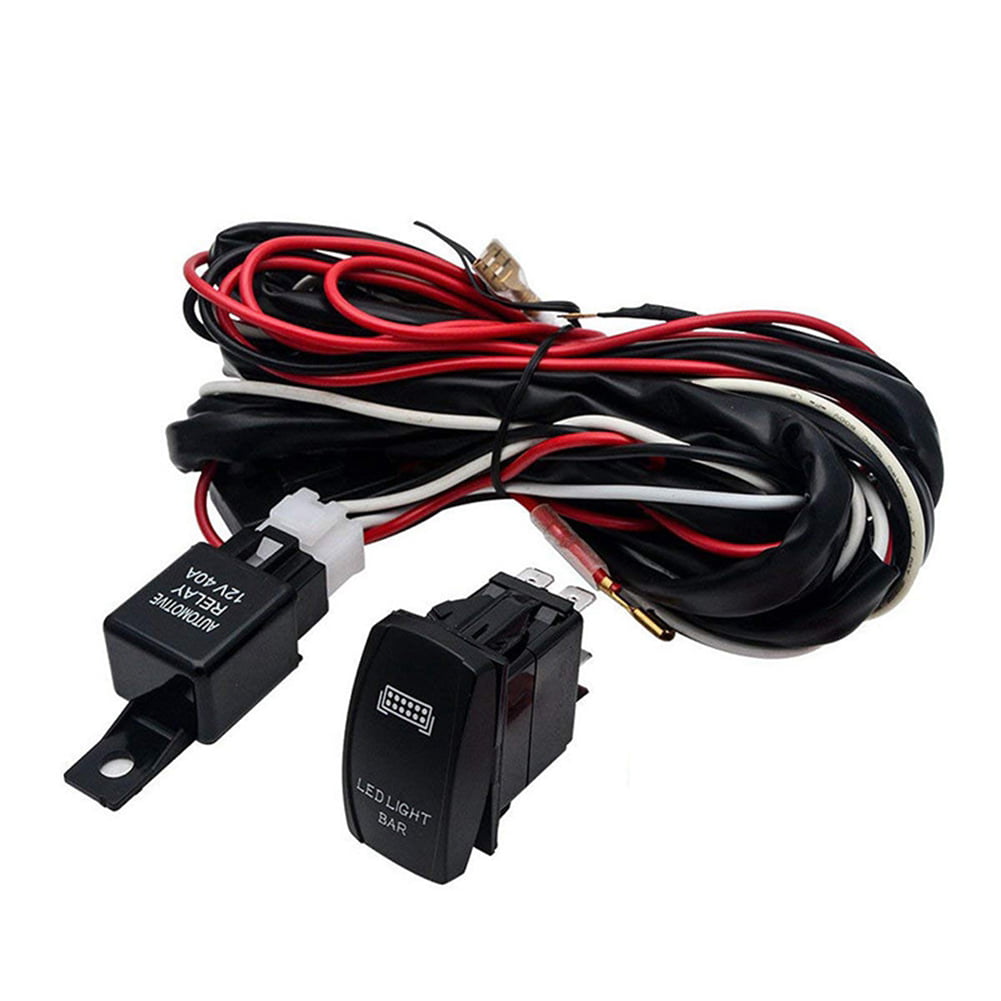 12V ON/OFF Rock Switch Relay Loom Wiring Harness Kit For LED Work Light Bar Pods 
