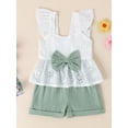 thumbnail image 3 of Bagilaanoe 2pcs Toddler Baby Girl Shorts Set Ruffles Sleeve A-Line Tops + Shorts 6M 12M 18M 24M 3T 4T Kids Casual Summer Clothes, 3 of 7