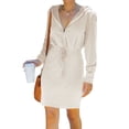 thumbnail image 2 of Vestido con capucha y cuello en V,Sudadera con capucha de manga larga Vestido informal con capucha Vestido con capucha de manga larga Innovación moderna, 2 of 5