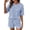 003 Blue, variant on DOKOTOO Womens 2 Piece Outfits Casual Plaid Short Sets Lounge Beach Travel Short Sleeve Round Neck Tops Match High Waisted Shorts Summer Outfits