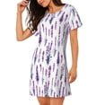 thumbnail image 2 of Fotbe Lavender Flowers Bata de Dormir para Mujer con Estampado, Camisón de Algodón de Manga Corta, Ropa de Dormir Casual, 2 of 6