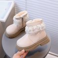 thumbnail image 2 of Viluyesy Girls Ankle Boots Lace Ruffle Trim Side Zipper Warm Winter Fashion Walking Shoes Beige Size 8 Toddler, 2 of 8