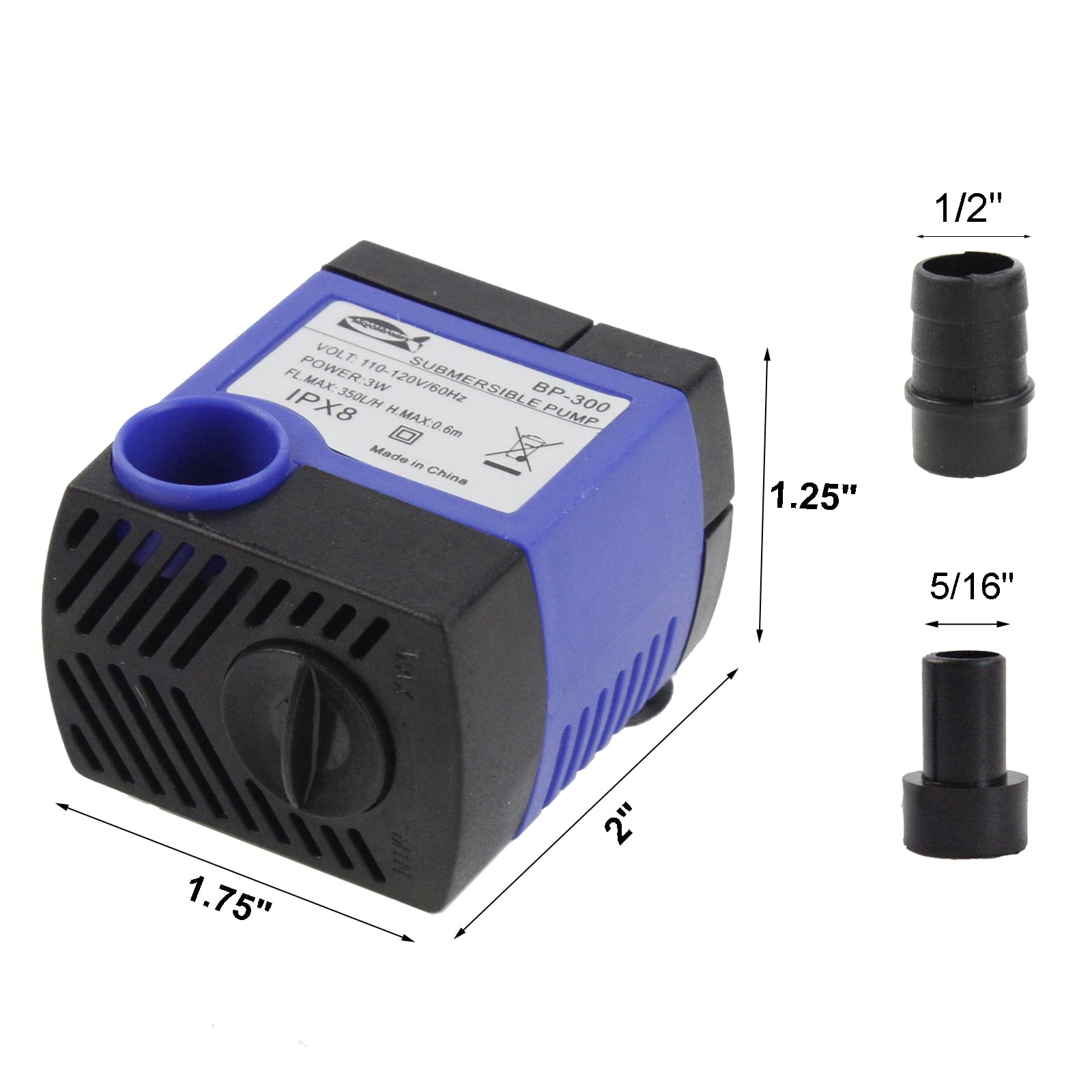 Aquaneat Aquarium Water Pump 80GPH, Adjustable, Submersible Pump, Power Head, Small Fountain Pump, for Statuary, Fish Tank, Hydroponics
