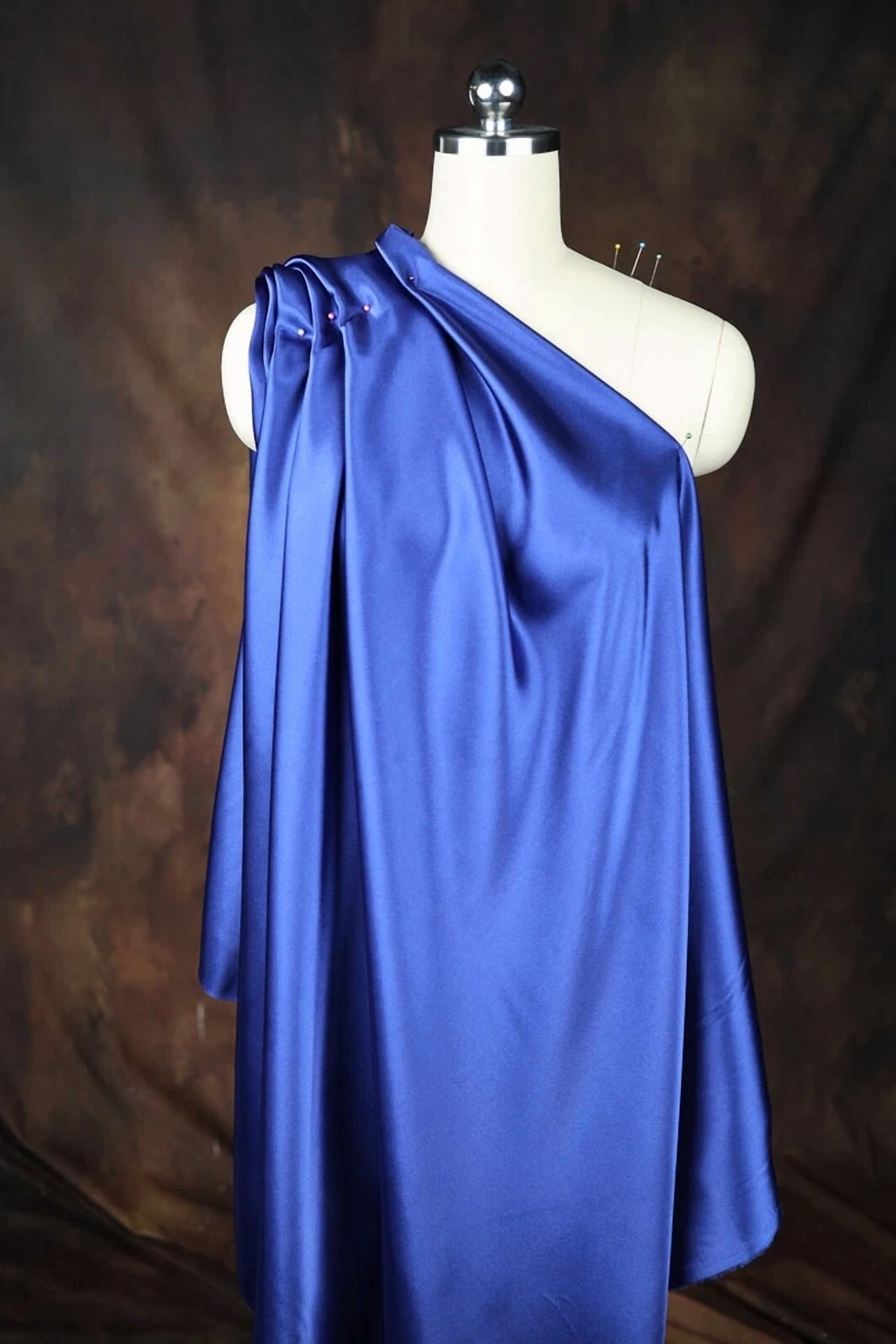 BUTTERFLY- Royal Blue Satin Charmeuse Fabric By The Yard 340
