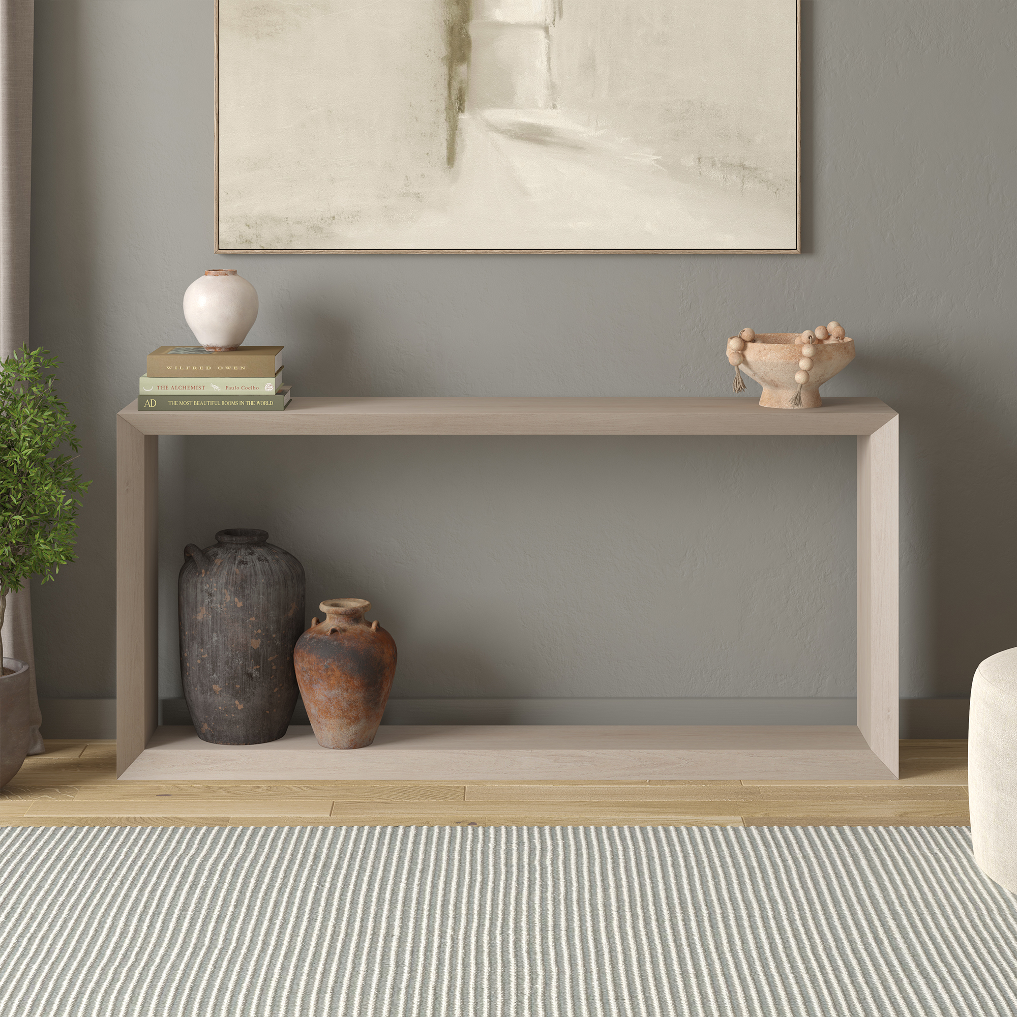 Evelyn&Zoe Modern Farmhouse 64" Wide Alder White Console Table