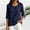 Navy, variant on Ynynloco Women's 100%Cotton 3/4 Sleeve Blouse Crew Neck Button Down Casual Tops Loose Fit Basic Tees