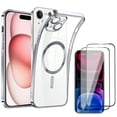 thumbnail image 1 of 3 in 1 Magnetic Case for iPhone 14 Plus 6.7-Inch with 2 Pack Tempered Glass Screen Protectors, Compatible with , Translucent Matte Back Shockproof Phone Cover (Silver), 1 of 5