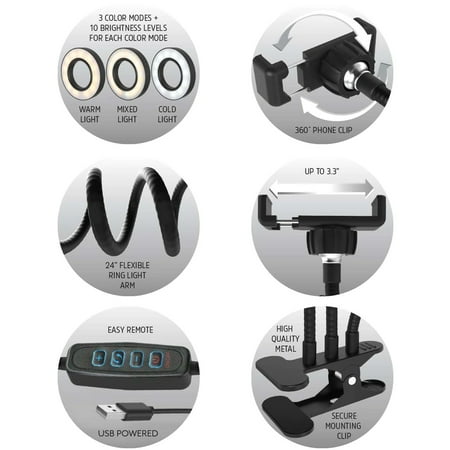 Bower Flexible Studio Twin Ring Light - Black