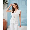thumbnail image 2 of PUWEI Women's V Neck Vest Top Single Button Sleeveless Summer Knit Vest Pullover Tank Top, 2 of 7