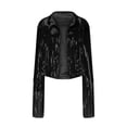 thumbnail image 6 of THDHVS Jean Jacket Women,Jackets for Women,Women's Metallic Jacket Zip Up Long Sleeve Lightweight Outerwear Jackets Black L, 6 of 7